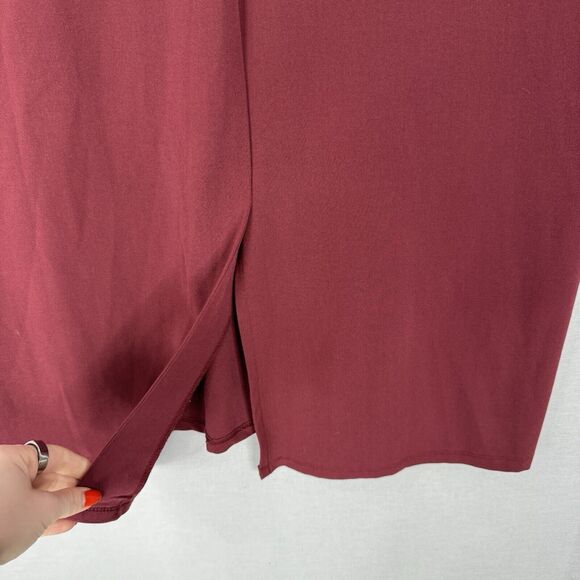 Halogen Womens Dress XXL Burgundy Midi Shift Cocktail Retro Modest Office Chic - Picture 10 of 12